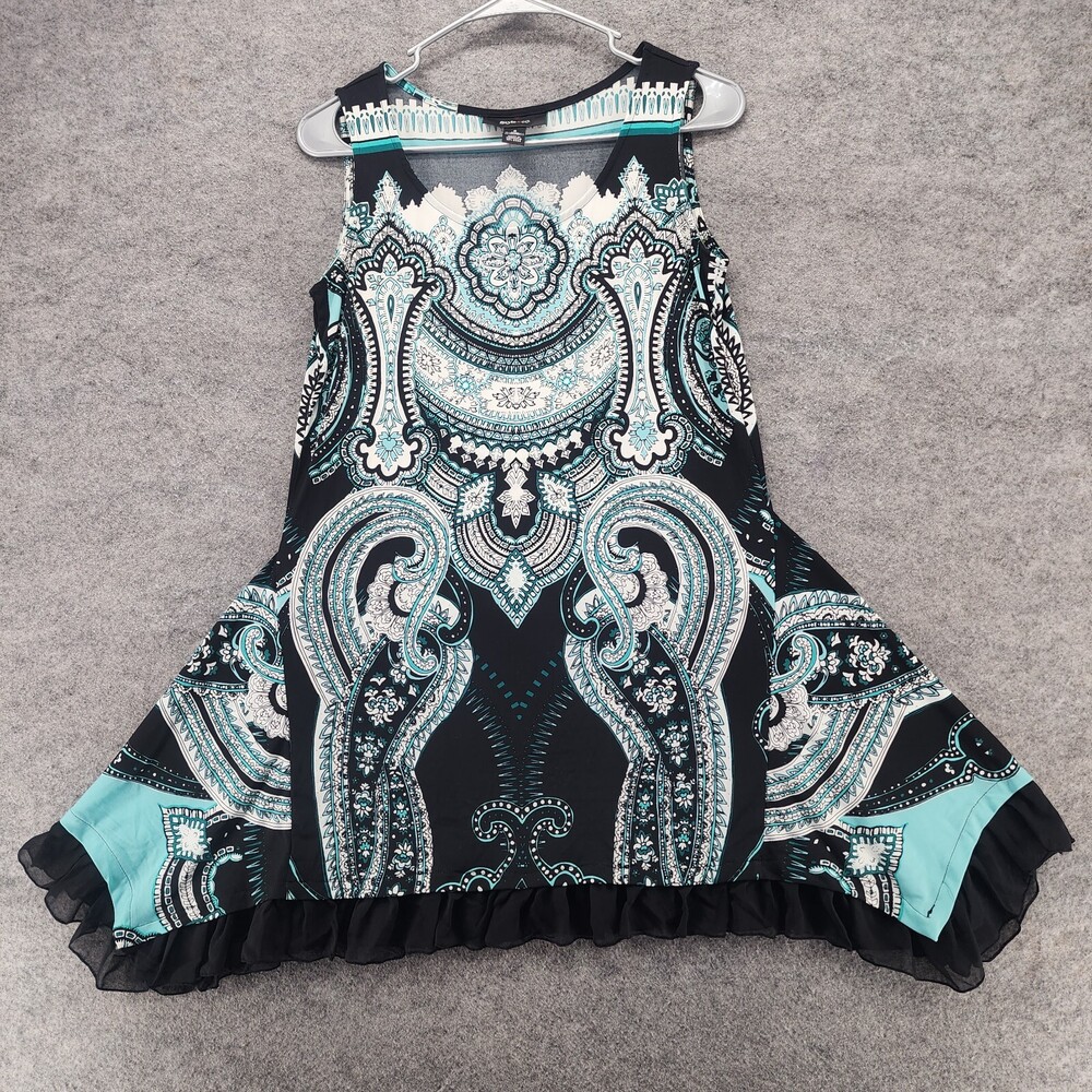 Style Co Dress Womens Small Sleeveless Black Blue Paisley